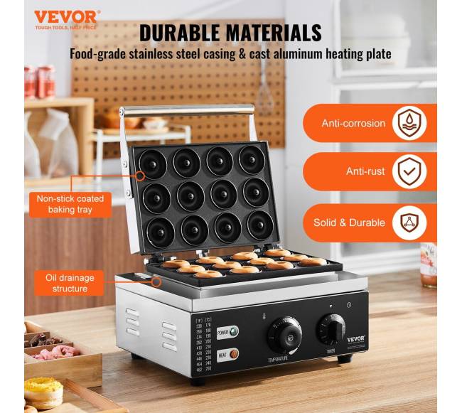 Elektrinė spurgų keptuvė, 12 vietų 1550W1