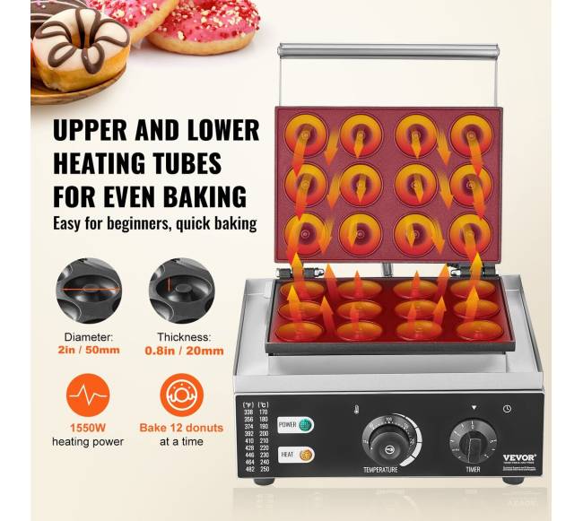 Elektrinė spurgų keptuvė, 12 vietų 1550W2