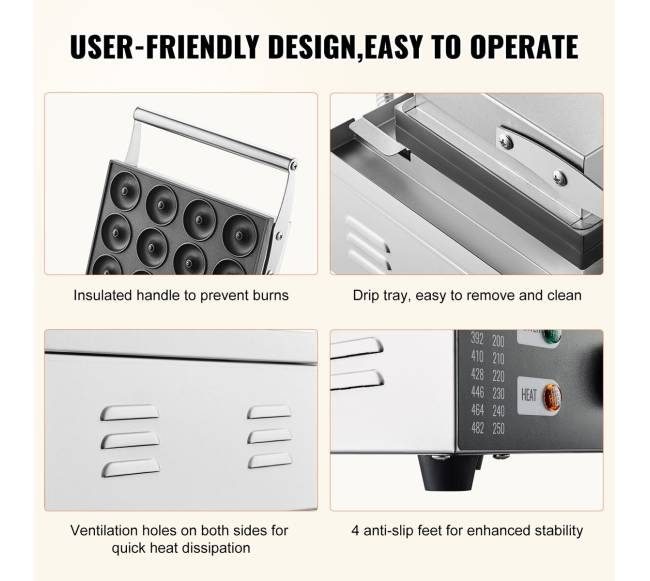 Elektrinė spurgų keptuvė, 12 vietų 1550W4