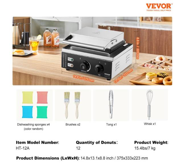 Elektrinė spurgų keptuvė, 12 vietų 1550W6