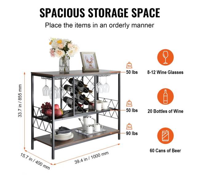 100 cm industrinė baro spintelė su vyno laikikliu2