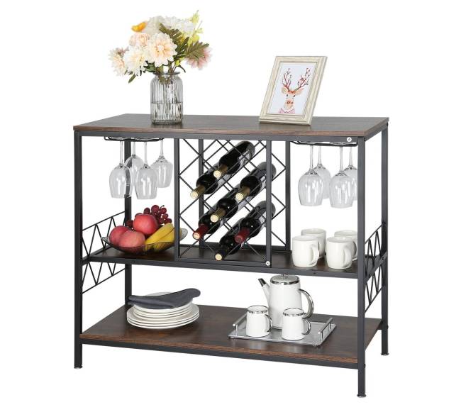 100 cm industrinė baro spintelė su vyno laikikliu8