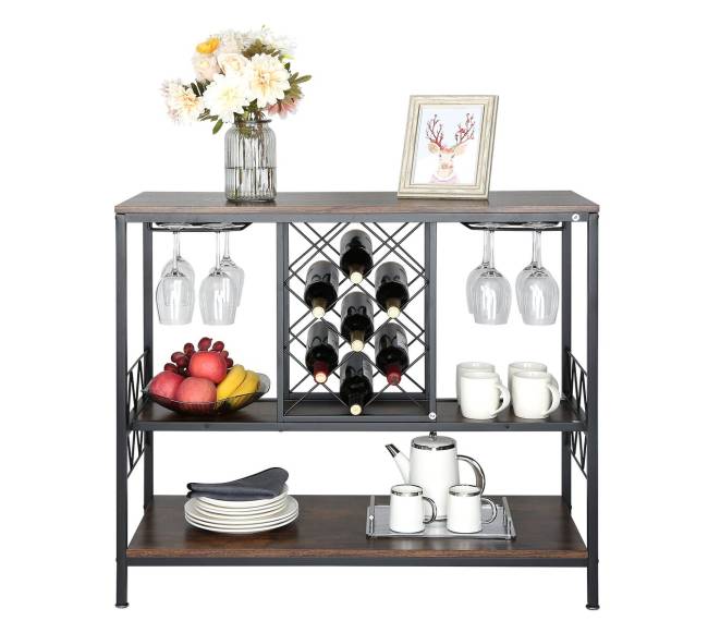 100 cm industrinė baro spintelė su vyno laikikliu9