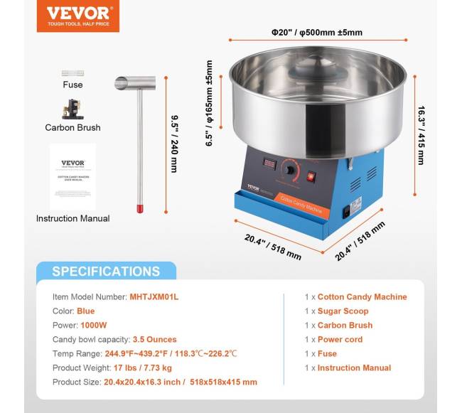 Elektrinis cukraus vatos aparatas, 1000W6