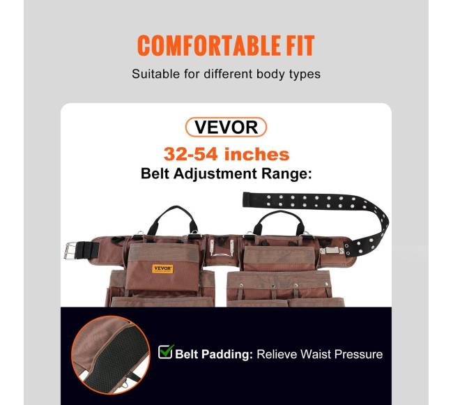 Įrankių diržas su 19 kišenių, 81-137 cm2