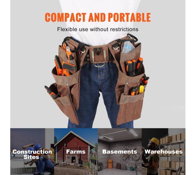 Įrankių diržas su 19 kišenių, 81-137 cm5