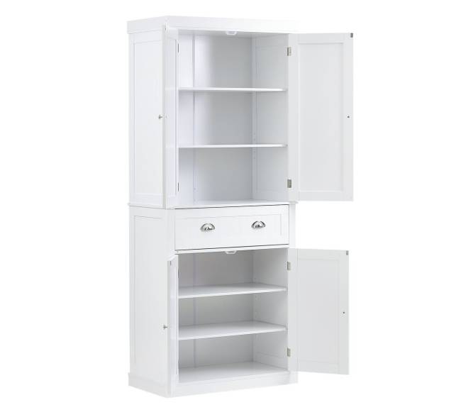 182 cm baltos spalvos virtuvės spintelė su lentynomis9