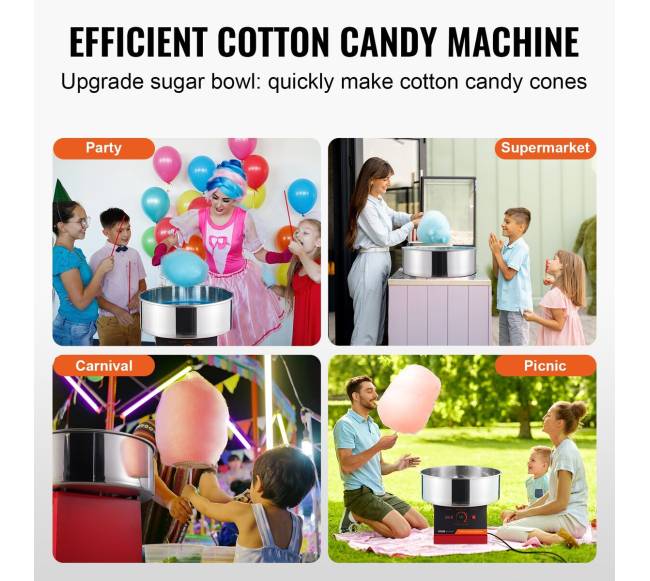 Elektrinis cukraus vatos aparatas, 1000W, komercinis, su dubeniu5
