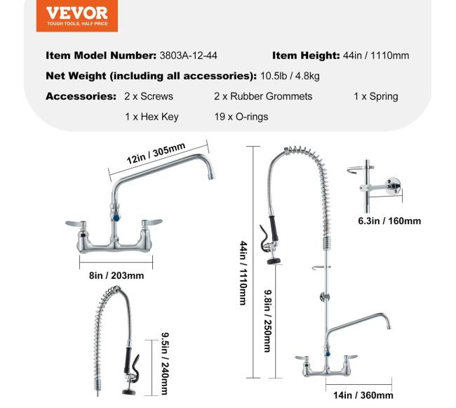 Komercinė virtuvinė maišytuvas su išankstiniu purškikliu6