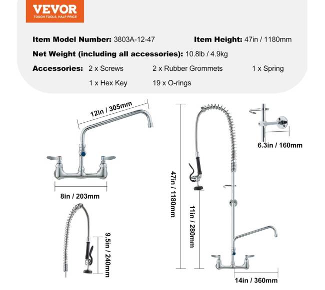 Pramoninis maišytuvas su priešplovimo purkštuvu6