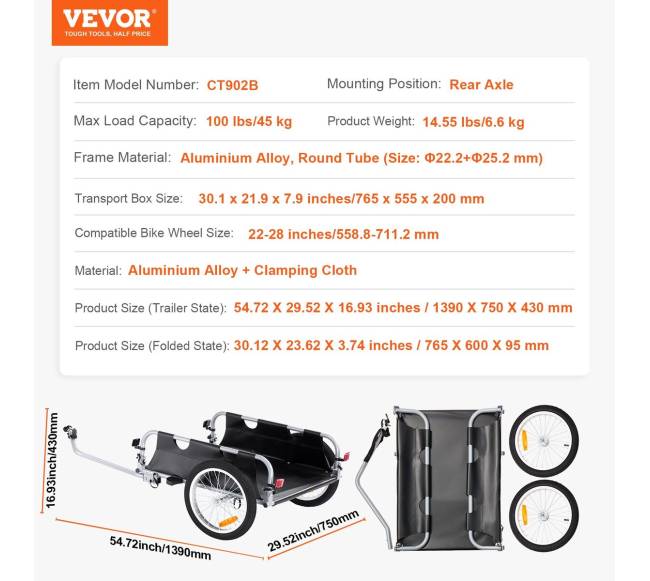 Dviračio krovinių priekaba, sulankstoma ir universali6