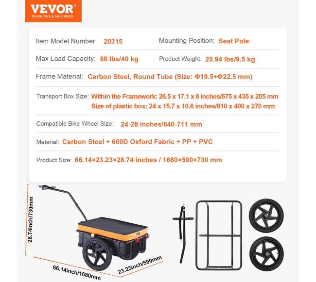 Dviračio krovininis vežimėlis su uždanga6