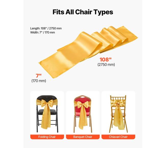 50 vnt. auksinės kėdės elastinės juostos5