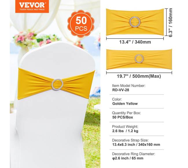 50 vnt. geltonos elastinės kėdžių juostos6