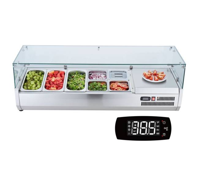 Šaldomas salotų ruošimo stalas su stiklo apsauga0