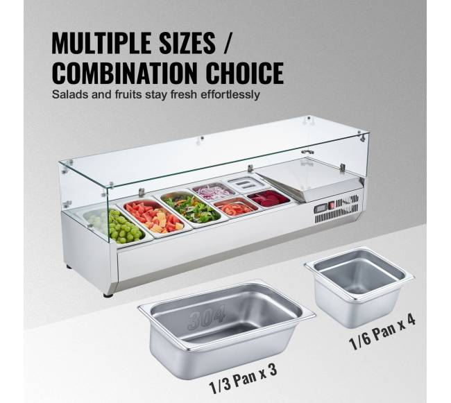 Šaldomas salotų ruošimo stalas su stiklo apsauga2