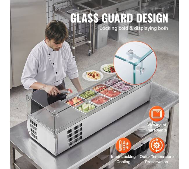 Šaldomas salotų ruošimo stalas su stiklo apsauga4