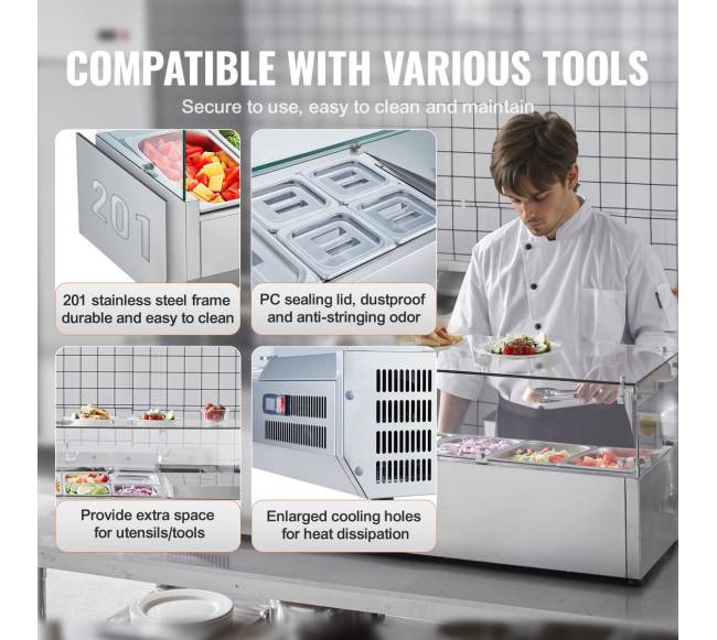 Šaldomas salotų ruošimo stalas su stiklo apsauga5