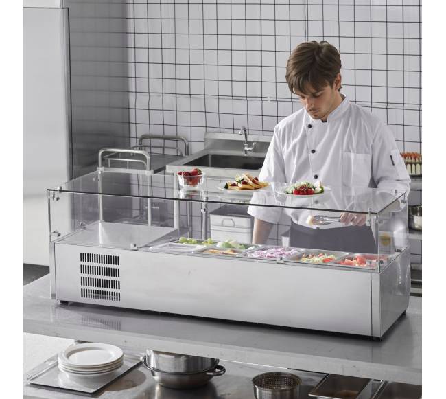 Šaldomas salotų ruošimo stalas su stiklo apsauga7