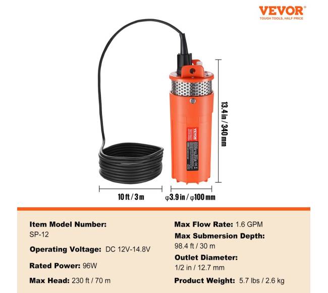 Saulės energijos povandeninis vandens siurblys 12V6