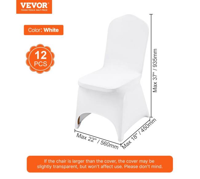 Balti elastiniai kėdžių užvalkalai, 12 vnt.6