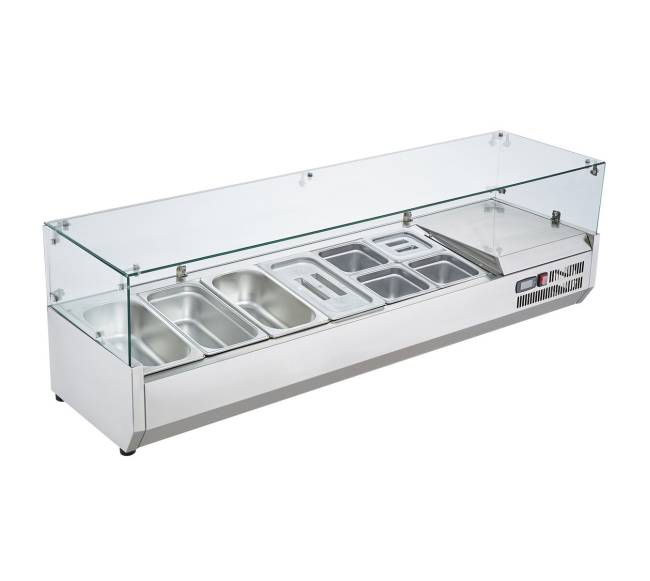 Stalviršio šaldytuvas su salotų picos ruošimo stotimi0