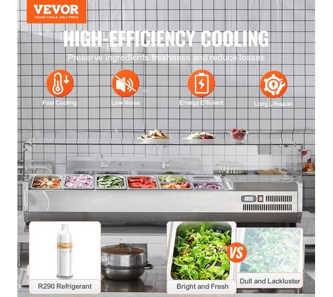 Stalviršio šaldytuvas su salotų picos ruošimo stotimi1