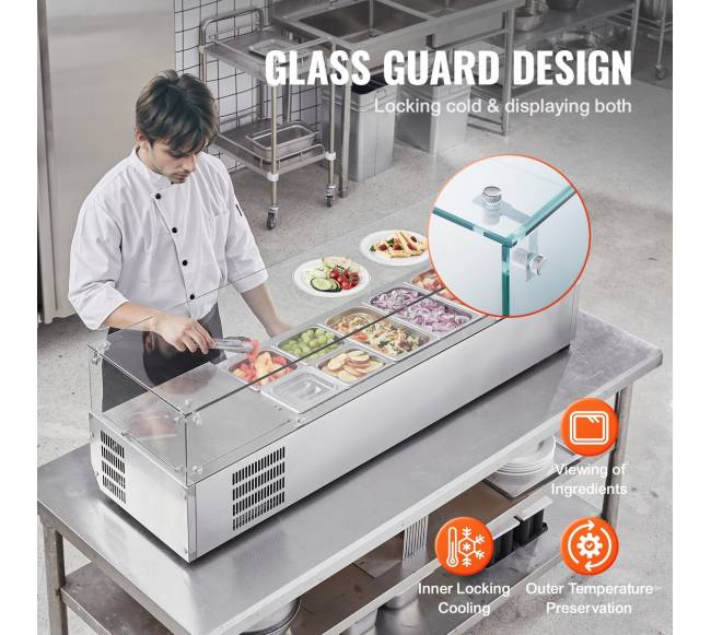 Stalviršio šaldytuvas su salotų picos ruošimo stotimi4