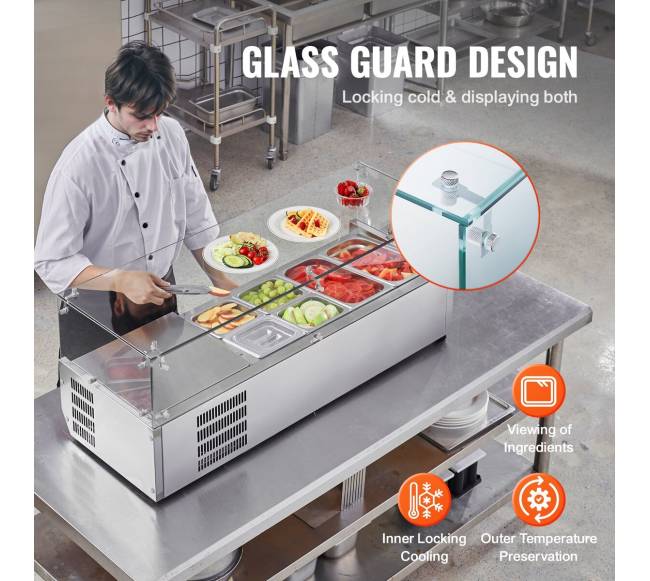 Šaldomas salotų kepimo stotis su stiklo apsauga4