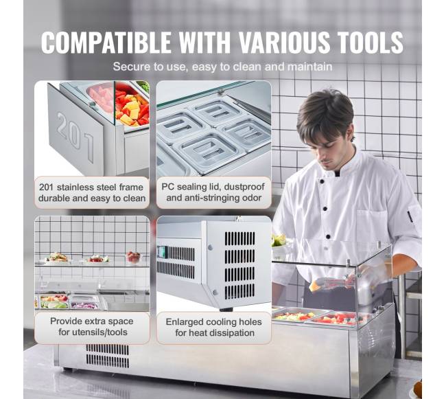 Šaldomas salotų kepimo stotis su stiklo apsauga5