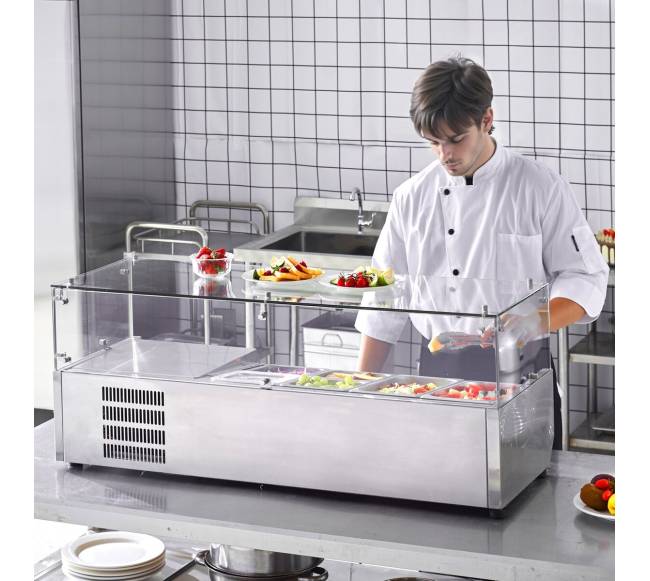 Šaldomas salotų kepimo stotis su stiklo apsauga7