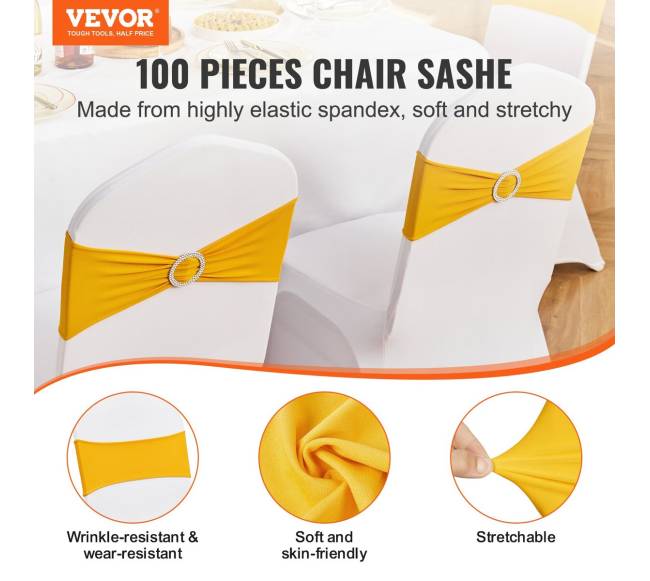 100 vnt. geltonos elastinės kėdžių juostos1