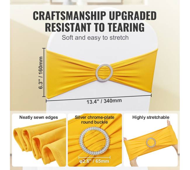 100 vnt. geltonos elastinės kėdžių juostos2