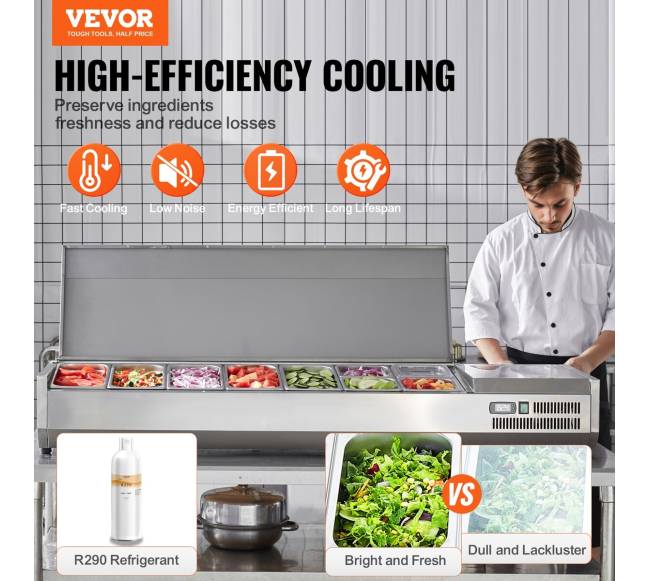 stalviršio šaldytuvinė pica salotų stotis1