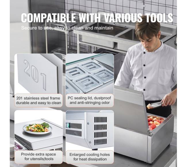 stalviršio šaldytuvinė pica salotų stotis5