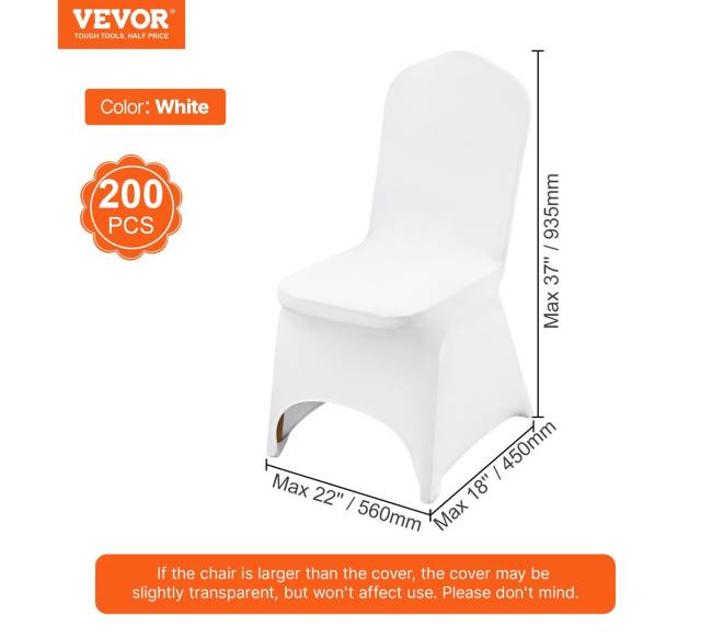 200 vnt. baltos spandekso kėdučių užvalkalai6