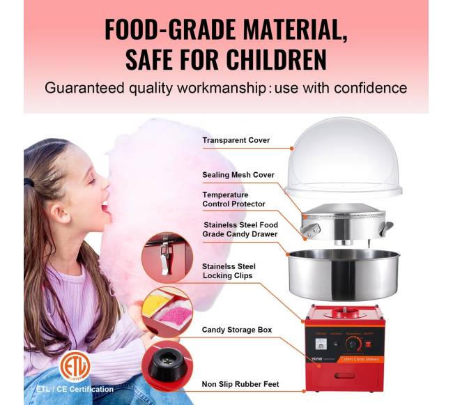 Elektrinė cukraus vatos mašina su dėklu3