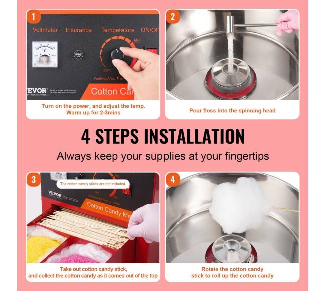 Elektrinė cukraus vatos mašina su dėklu4