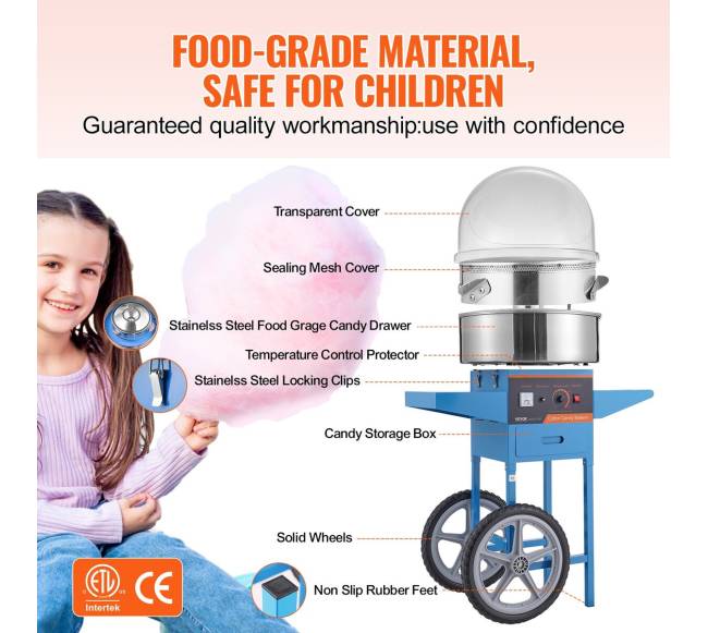 Elektros cukraus vatos aparatas su vežimėliu3