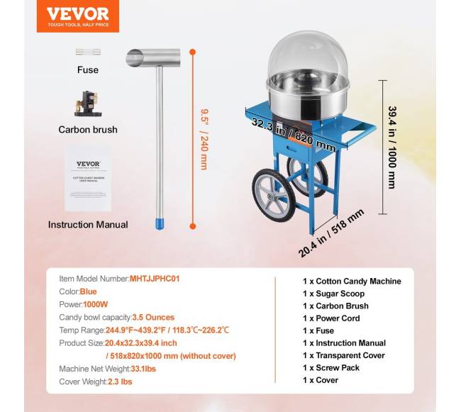 Elektros cukraus vatos aparatas su vežimėliu6