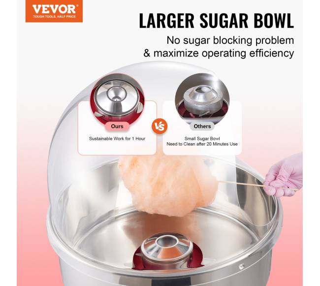 Elektrinė cukraus vatos mašina su dangčiu1