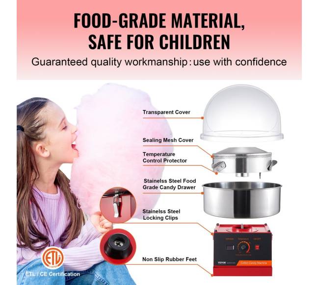 Elektrinė cukraus vatos mašina su dangčiu3