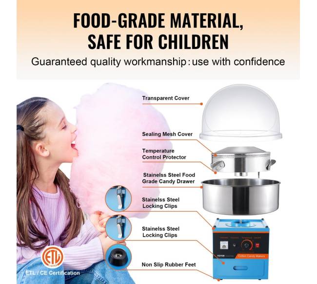 Elektrinė cukraus vatos mašina su dangčiu3