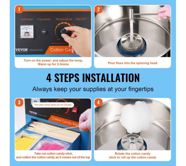 Elektrinė cukraus vatos mašina su dangčiu4