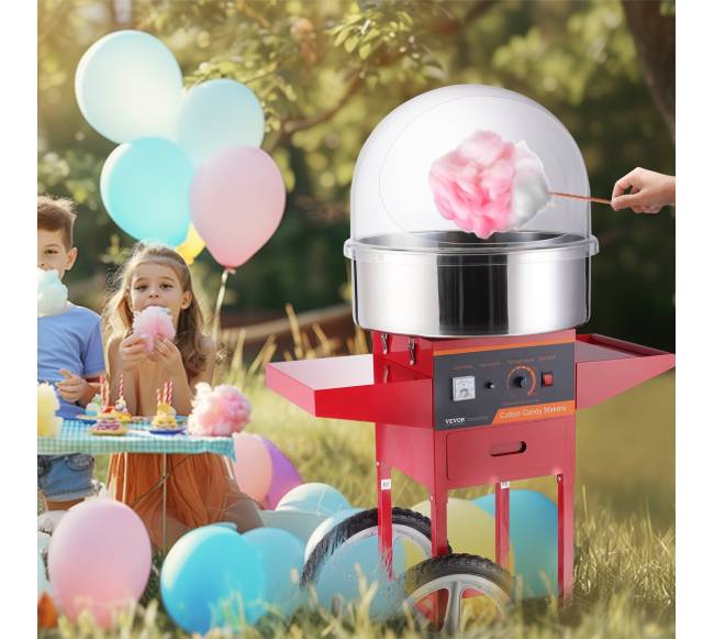 Elektrinė cukraus vatos mašina su vežimėliu, 1000W, raudona7