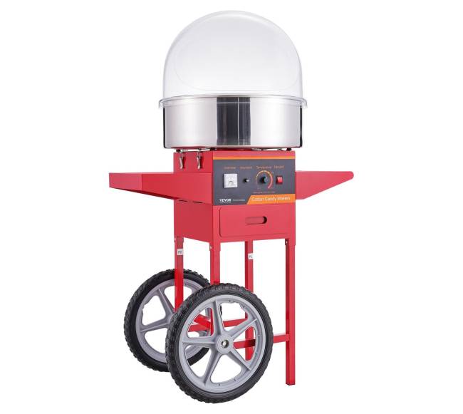 Elektrinė cukraus vatos mašina su vežimėliu, 1000W, raudona9