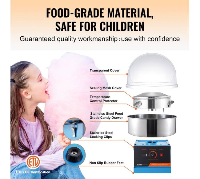 Elektrinė cukraus vatos mašina su dangčiu3