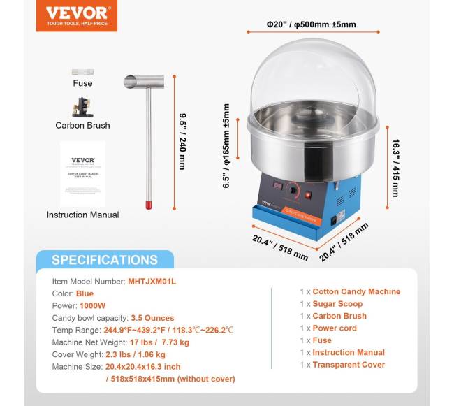 Elektrinė cukraus vatos mašina su dangčiu6