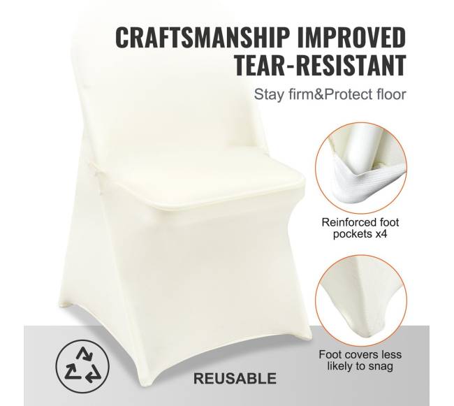 Ivory spandex kėdžių užvalkalai, 50 vnt.4