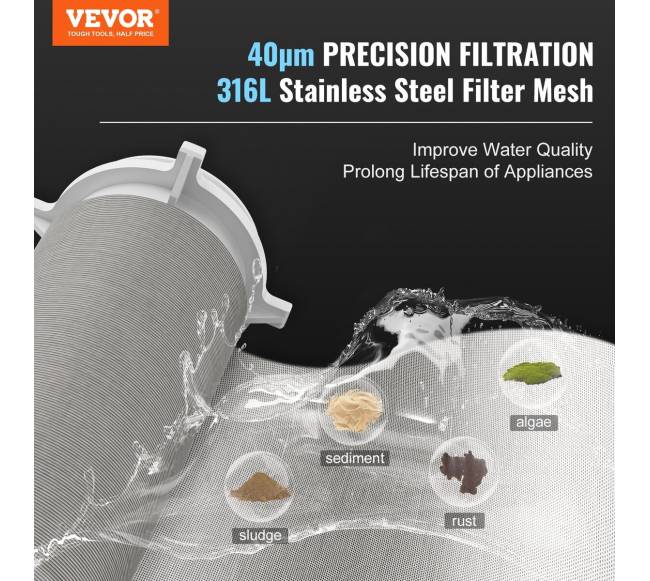 Vandens filtro 40 mikronų nuosėdų filtras su grįžtamu plovimu1